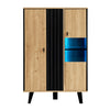 Modern 3-Piece Living Room Set Coffee Table, TV Cabinet & Sideboard, Black/Wood