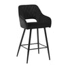 2 x Velvet Bar Stools Metal Leg Padded Seat Breakfast Stools Kitchen Chair New