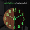 12" Luminous Wall Clock Silent Wooden Design Night Light for Living Room Bedroom