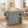 Rolling Kitchen Island Cart with Rubber Wood Top, Spices Grey