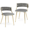 Modern Accent Dining Chairs Upholstered Velvet Dining Chair Set of 2 Grey