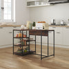 Kitchen Island Counter Top Breakfast Bar Dining Table Along 5 Tiers Storage Rack