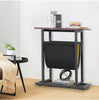 Slim Narrow Side Table with Fabric Storage Organizer - Small Sofa End Table, Bed