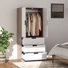 2 Door Wardrobe Modern Wardrobe with 3 Drawer and Hanging Rod for Bedroom Brown