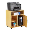 Printer Stand Unit Beech Office Desk Side Mobile Pedestal Storage Wheels
