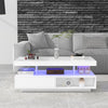 LED Coffee Table High Gloss Tea Table 2 Drawer Storage Modern Home Living Room