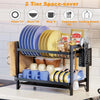 2 Tier Dish Drainer Rack Kitchen Sink Washing Draining Board Cups Holder Rack