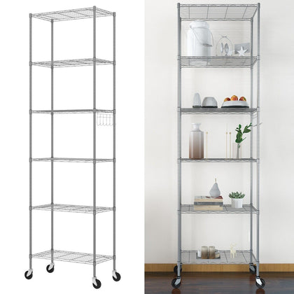 6 Tier Wire Shelving Rack Metal Storage Shelf Unit Stand Kitchen Office Garage