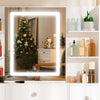 White Dressing Table Set Vanity Desk with 3-Color LED Light Mirror, Stool Drawer