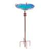 30'' Height Flower Glass Bird Bath w/ Metal Stake Outdoor Garden Yard Birdbath