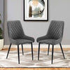 2pcs Dining Chairs Faux Leather High Back Diamond Padded Seat Chair Restaurant
