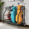 Multifunctional Rolling Golf Bag Stand Metal Storage Rack With Wheels & Shelves