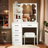 Dressing Table With 6 Drawers Mirror Stool Set Makeup Desk Vanity Table Bedroom
