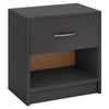 Bedroom Modern End Table Compact Nightstand w/Storage Shelf-Grey