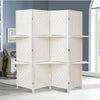 4/6 Panel Solid Weave Wicker Wood Room Divider Partition Screen Shelf Optional