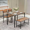 Modern Dining Table and Chairs Set 2xChairs 1xBench Metal Frame Kitchen Home Bar