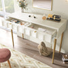 White Dressing Table Bedroom Chest Of Drawers Console Table with Metal Legs