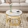 Round Nesting Coffee Tables Set of 2 Table With Drawers Storage Side Table White
