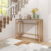 Modern Console Table Faux Marble Narrow Entryway Hallway Table Accent Desk 110cm