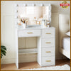 White Dressing VanityTable Makeup Desk with LED Mirror 5 Drawers Bedroom Dresser