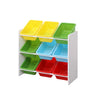 Children Bookshelf Kids Sling Book Rack with Storage Bins Toys Organizer White