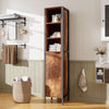 Tall Industrial Cabinet Vintage Narrow Locker Wooden Storage Cupboard Retro Door
