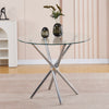 Round Clear Tempered Glass Silver Chromed Leg Dining Table Diningroom Livingroom
