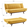 3 Seater Yellow Velvet Sofa Bed - Mondaine