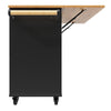 Kitchen Storage Trolley, Rolling Island Cabinet with Drop-Leaf Tabletop, Black