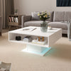 Square Coffee Table with LED Lights Cocktail Sofa Table for Living Room White