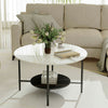 High Gloss Coffee Table Large 2 Layer Marble Side End Table Living Room Bedroom
