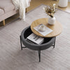 Modern Round Coffee Table with Storage for Living Room Sofa Side End Tables