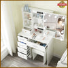 White Dressing Table With LED Lights Mirror 6 Shelves Stool Vanity Makeup Desk