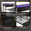 Double Size Bed Frame Metal Platform Bed LED Lights Headboard & Storage Shelves