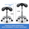 Saddle Rolling Salon Stool Hydraulic Lift Swivel Barber Tattoo Chair White Black