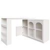Multifunctional Storage Cabinet Kitchen Island with 360°Rotating Bar Table White