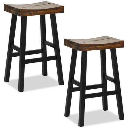 74CM Saddle Bar Stools Set of 2 Counter Height Barstools Dining Chairs Brown