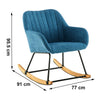 High Back Rocking Armchair Sofa Velvet Linen Solid Wood Swing Lounge Chair Seat