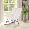 Teddy Fleece Fabric Upholstered Glider Chair with Comfy Backrest-Beige