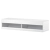 White TV Stand Floating Wall Mounted TV Unit Cabinet With RGB LED Lights 140 cm