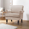 Upholstered Velvet Reading Armchair Accent Sofa Seat w/Rubber Wood Legs &Wheels