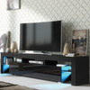 200cm TV Unit I Modern Cabinet TV Stand I Black High Gloss Doors I Free LED
