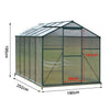 Clear Polycarbonate Greenhouse Aluminium Frame Garden Plants Grow w/Slide Door