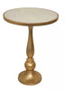 Alegra White Marble Gold Pedestal Accent Side Table/Drink Table-ST88