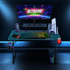 RGB Gaming Desk with LED Lights & Monitor Stand PC Computer Carbon Fibre Effect
