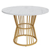Round Dining Table & Chairs Set 4, Table with Marble Pattern Top + Grey Chairs