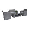 4 Seater Sofa Set Rattan Garden Furniture Grey Outdoor Patio Lounge Coffee Table