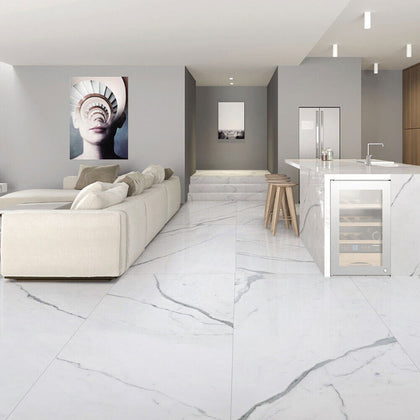 24x Square Floor Tiles Marble Effect Vinyl Flooring Self Adhesive Covering 5m²