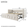 Daybed Velvet Upholstered Bed Single Bed Guest Bed Sofa Bed with Trundle Beige