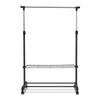 2 in 1 Rolling Garment Rack Height-adjustable Clothes Rack w/ Bottom Shelf
